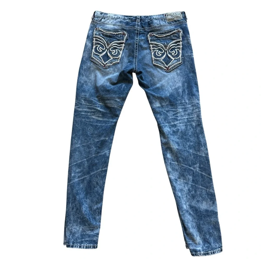 VINTAGE Y2K Affliction Black Premium Jeans Mens ACE 40x34 Acid Wash Straight Leg